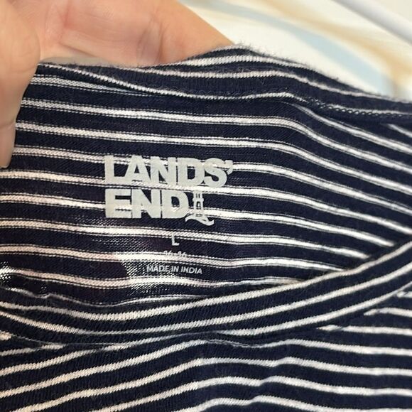 Lands End Women’s Black and White Striped 3/4 Length Sleeve Casual Top Size L - Picture 3 of 4